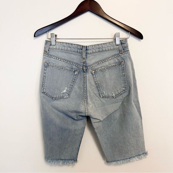 Reformation Skye Distressed Bermuda Jean Denim Shorts - Picture 8 of 8